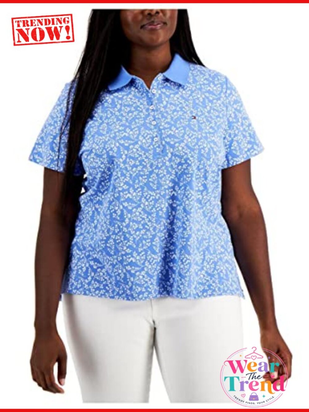 Tommy Hilfiger Women's Plus Heritage Dot Collared Polo Top 2X